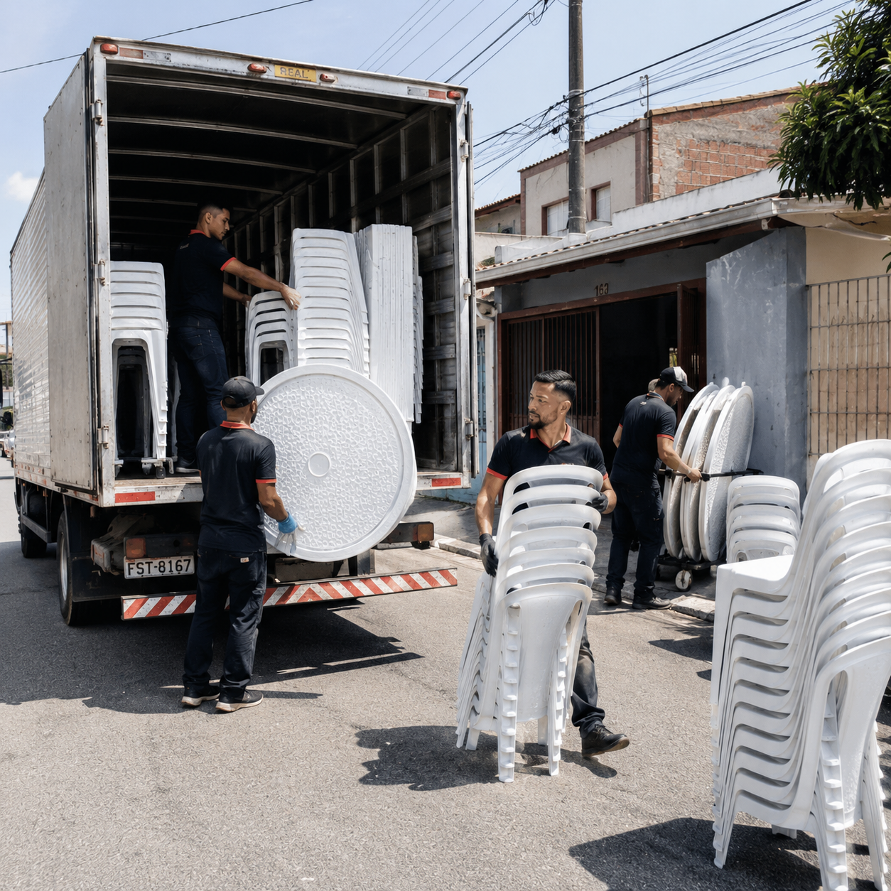 Entrega de mesas e cadeiras